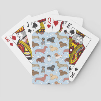 Jeu De Cartes motif de variété dachshund en bleu