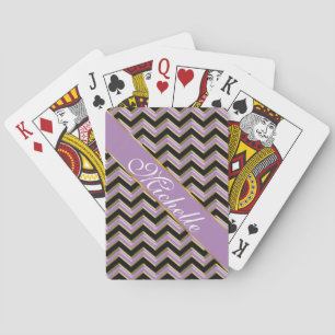 Jeu De Cartes Motif de zigzag de noir d'or d'améthyste