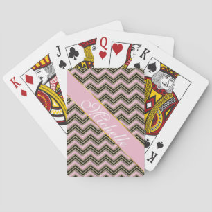 Jeu De Cartes Motif de zigzag noir et rose