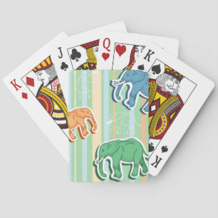 Jeu De Cartes Motif d'éléphant sur les rayures vertes