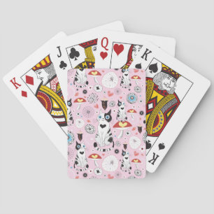 Jeu De Cartes motif des chats et des fleurs