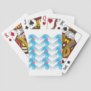 Jeu De Cartes Motif Des Chevaux De Mer Et Des Vagues Bleues