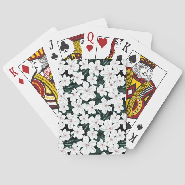 Jeu De Cartes Motif des fleurs tropicales blanches (dos)