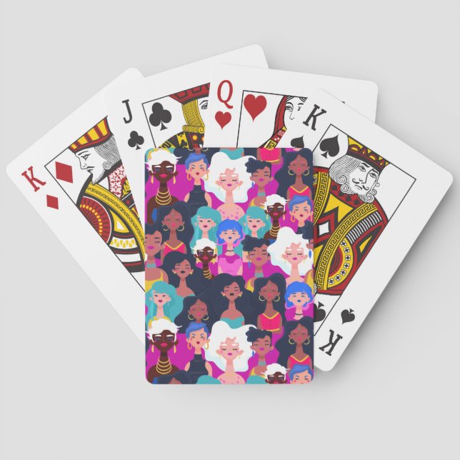 Jeu De Cartes Motif des visages des femmes multiculturelles (dos)