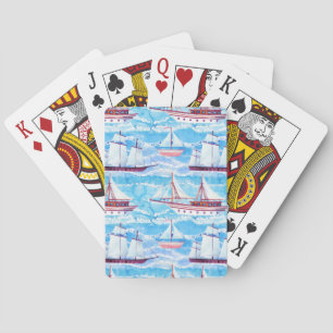 Jeu De Cartes Motif des voiliers Watercolor