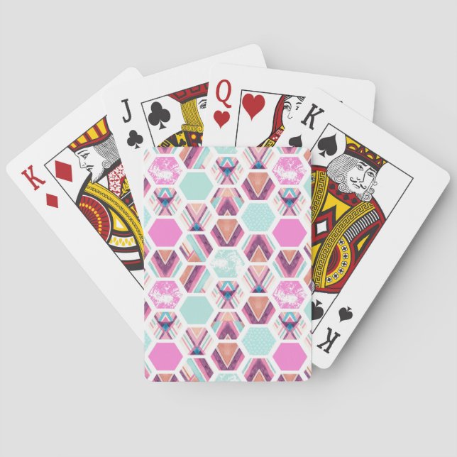 Jeu De Cartes Motif d'hexagone d'aquarelle (dos)