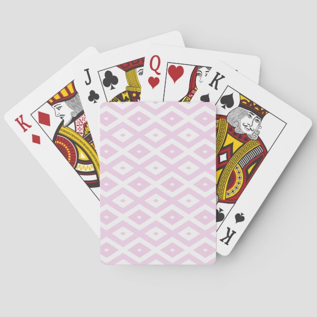 Jeu De Cartes Motif diamant rose pâle et blanc (dos)