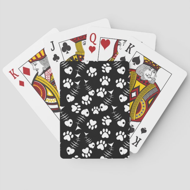 Jeu De Cartes motif d'impression de chat d'os de poissons (dos)