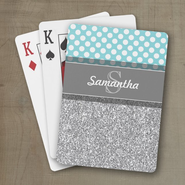 Jeu De Cartes Motif d'impression de Parties scintillant fille av (Personalized playing cards with a funky pattern and a place for a name)