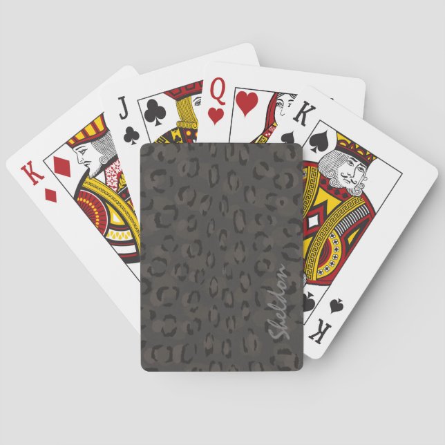 Jeu De Cartes Motif d'impression moderne chic gris foncé (dos)