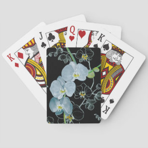 Jeu De Cartes Motif d'orchidées blanches d'aquarelle
