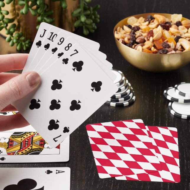 Jeu De Cartes Motif du drapeau diamant de Bavière rouge et blanc (In Situ)