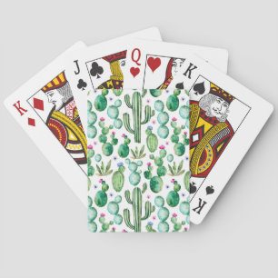 Jeu De Cartes Motif d'usines de cactus d'aquarelle