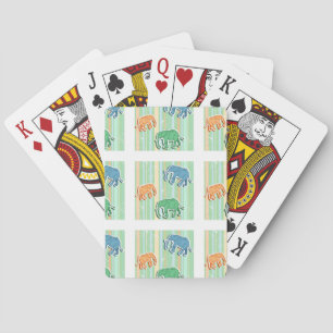 Jeu De Cartes Motif éléphant sur bandes vertes