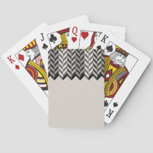 Jeu De Cartes Motif en arête de poisson encadré gris de rayures