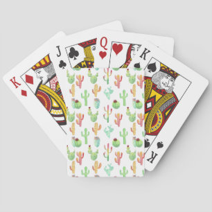 Jeu De Cartes Motif en pastel d'aquarelle de cactus