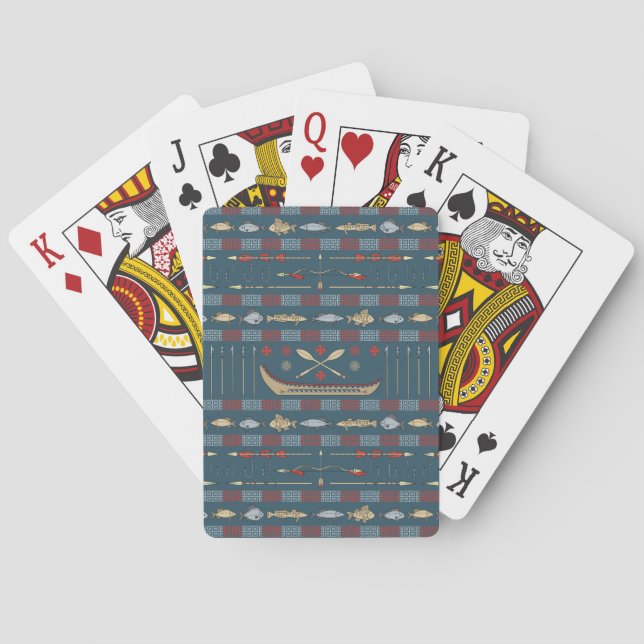 Jeu De Cartes Motif ethnique de pêche (dos)