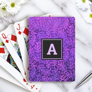 Jeu De Cartes Motif feuille violet hardi monogramme type moderne