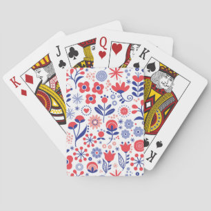 Jeu De Cartes Motif floral bleu et de corail