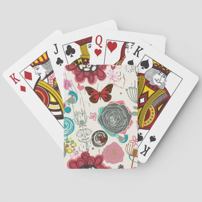 Jeu De Cartes Motif floral dans le rétro style 5 (dos)