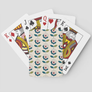 Jeu De Cartes Motif floral de rétro turquoise