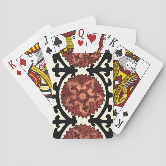 Jeu De Cartes Motif floral décoratif de style de Suzani (dos)