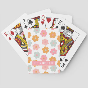 Jeu De Cartes Motif floral groovy rose rétro
