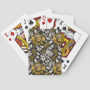 Jeu De Cartes Motif floral orné avec de grandes fleurs dorées