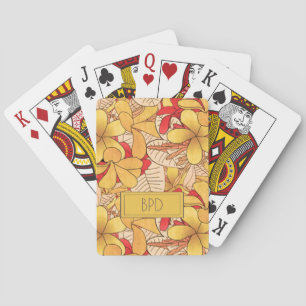 Jeu De Cartes Motif floral tropical amusant personnalisé Monogra