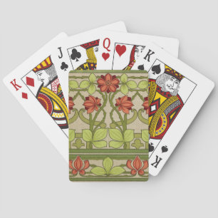 Jeu De Cartes Motif floral vert sauge Art nouveau vintage
