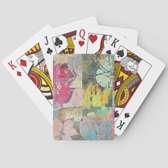 Jeu De Cartes Motif grunge floral d'art (dos)