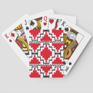 Jeu De Cartes Motif Ikat Aztec - Rouge, Noir et Blanc