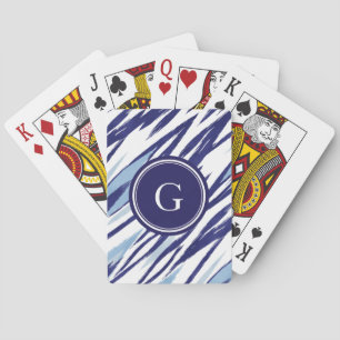 Jeu De Cartes Motif ikat bleu et blanc chic