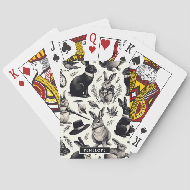 Jeu De Cartes Motif lapin Vintage (dos)