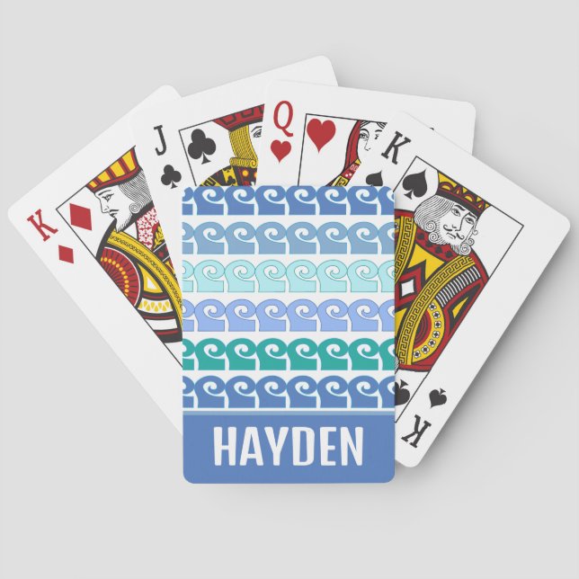 Jeu De Cartes Motif moderne en Blues Personnalisé (dos)