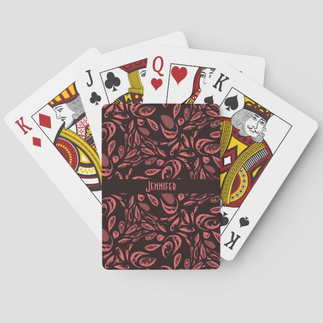 Jeu De Cartes Motif moderne noir, rouge chaud (dos)