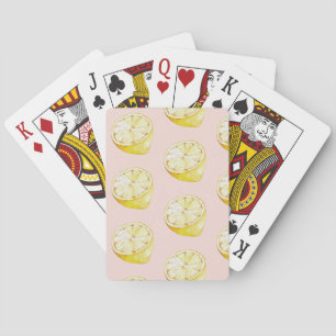 Jeu De Cartes Motif moderne Pastel aux citrons rose et jaune