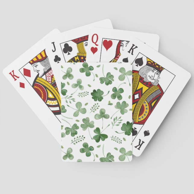 Jeu De Cartes Motif mou de shamrock d'aquarelle (dos)
