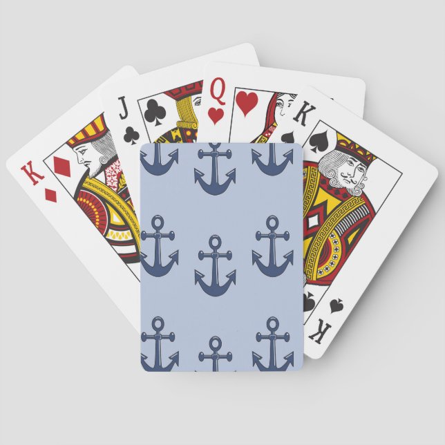 Jeu De Cartes Motif nautique à ancre bleue (dos)