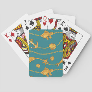 Jeu De Cartes Motif nautique d'or