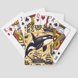Jeu De Cartes Motif Nautique Orca vintage