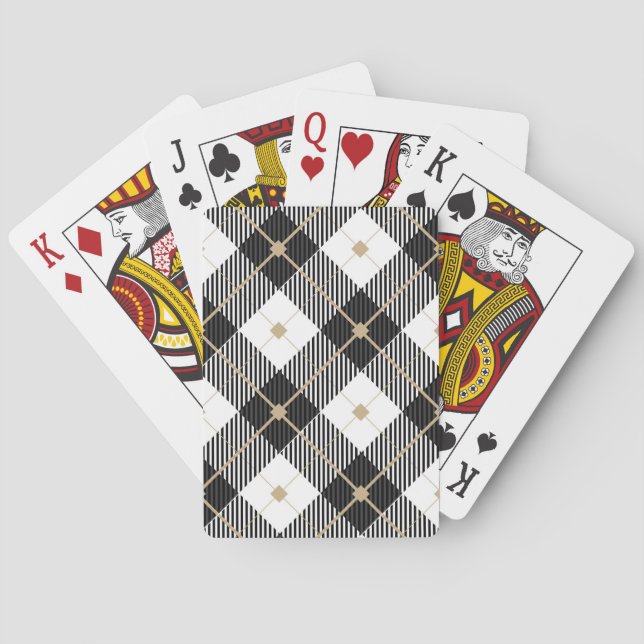 Jeu De Cartes Motif noir noir blanc plaqué (dos)