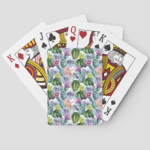 Jeu De Cartes Motif peint à la main de cactus d'aquarelle