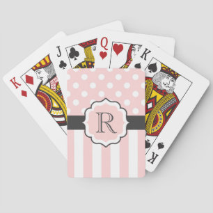 Jeu De Cartes Motif points et rayures roses