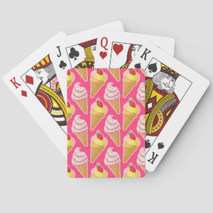 Jeu De Cartes Motif rose Kawaii avec crème glacée aux fraises 