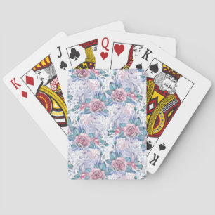 Jeu De Cartes Motif Rose rose et bleu