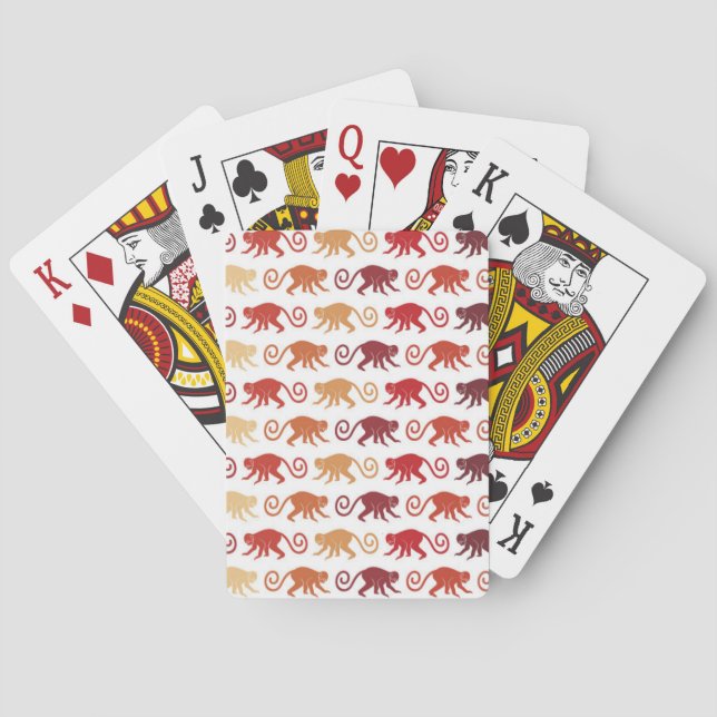 Jeu De Cartes Motif rouge de singes (dos)