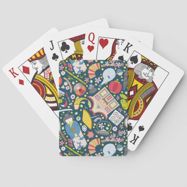 Jeu De Cartes Motif sans couture japonais (dos)