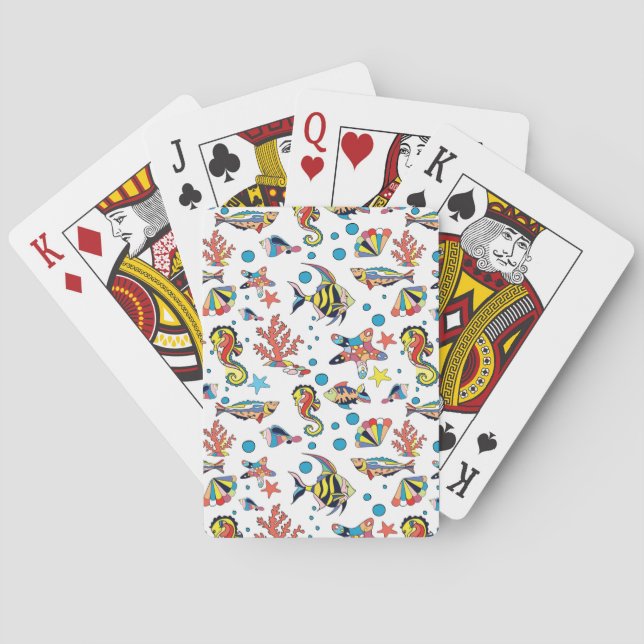 Jeu De Cartes Motif sous-marin coloré de vie marine (dos)