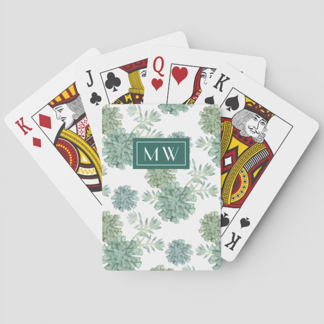 Jeu De Cartes Motif succulent du bonheur | d'usine du monogramme (dos)